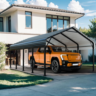 Shintenchi 12x20 FT Metal Carport, Oversized Carport Garage with Enhanced Base, Outdoor Galvanized Car Shelter, Heavy Duty Carports Canopy, for Car, Boats and Tractors