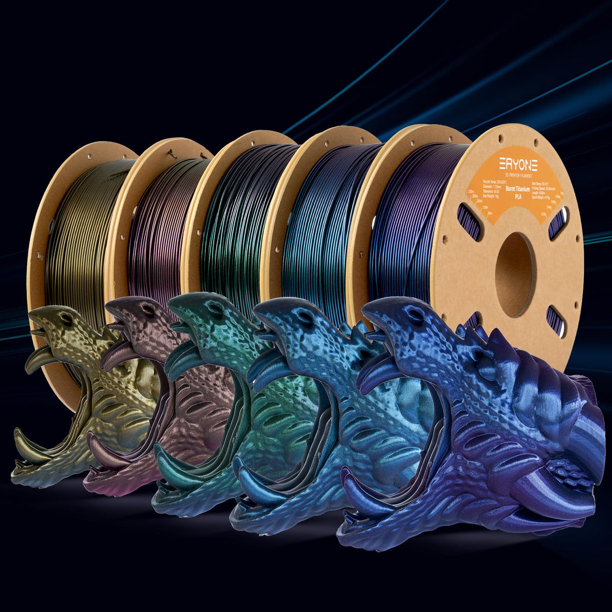 ERYONE Burnt Titanium PLA Filament 3D Printer PLA Filament 1.75mm +/- 0.03mm, Glitter PLA Filament 1KG Cardboard Spool(2.2LBS), Dark Gold ERYONE