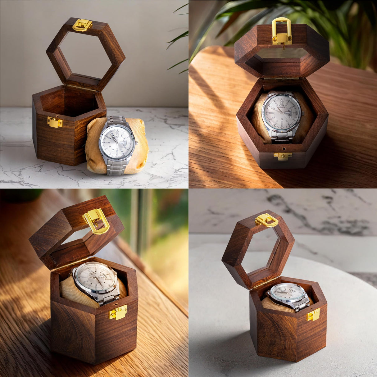 inanosa Men’s Watch Box Organizer – Dark Rosewood Display Case with Glass Lid, Stylish Travel Watch Storage, Gift for Him (1 Slot) inanosa