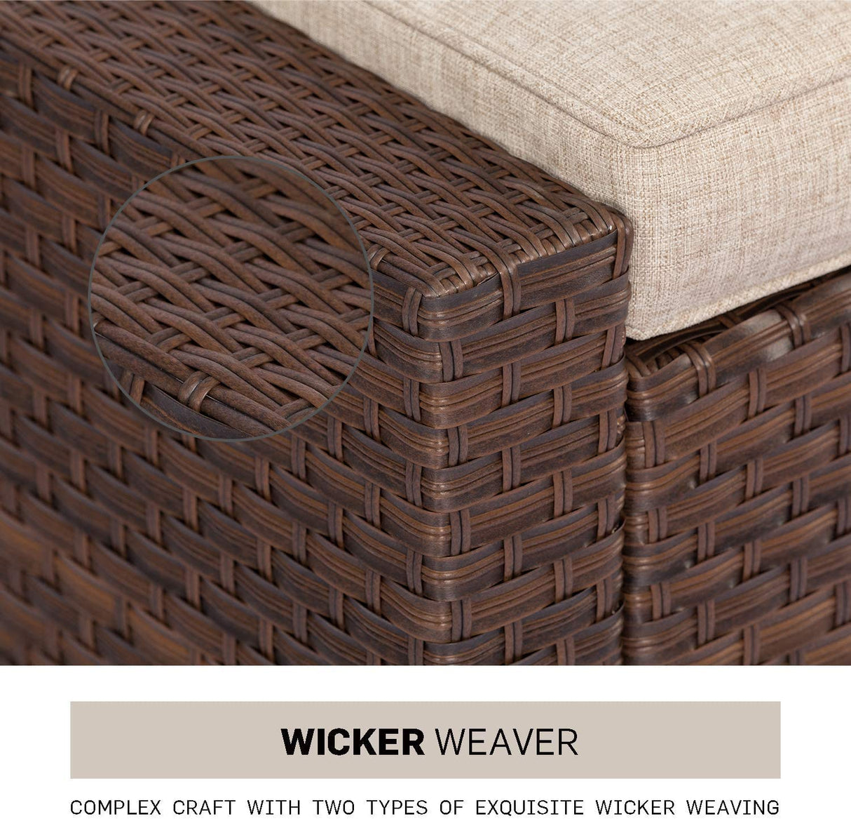 SOLAURA Patio Furniture Set Outdoor Conversation Set All Weather Wicker Furniture 4 Pieces Sectional Sofa Set with Tempered Glass Coffee Table-Brown SOLAURA