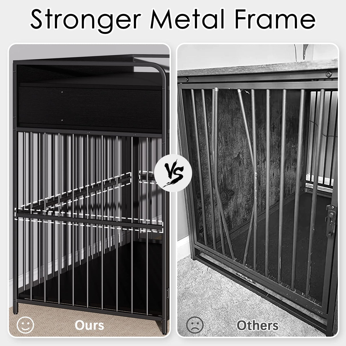 Saudism Dog Crate for Large Dogs, Black Furniture Dog Crate, Large Dog Kennel Indoor, Heavy Duty Wood Dog Cage Table with Drawers Storage, Sturdy Metal, Inner Size: 39.4" L x 22.5" W x 23.3" H Saudism