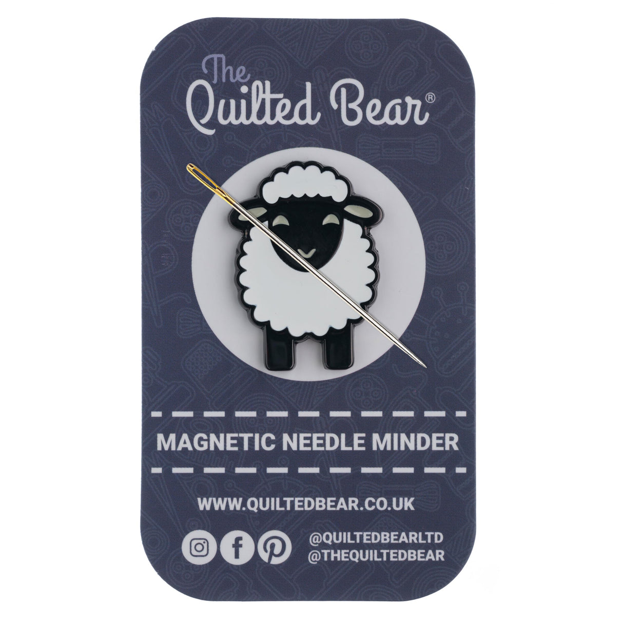 The Quilted Bear Needle Minders - Magnetic Enamel Needle Keeper for Sewing Pins, Sewing Needles, Embroidery Needles, Cross Stitch Needles - Sheep The Quilted Bear