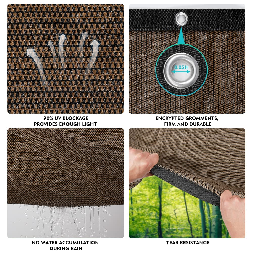 90% Shade Cloth Sun Shade Fabric Privacy Screen Shade Cover for Patio Garden Pergola Shade Cover Canopy with Gromments EMERIT