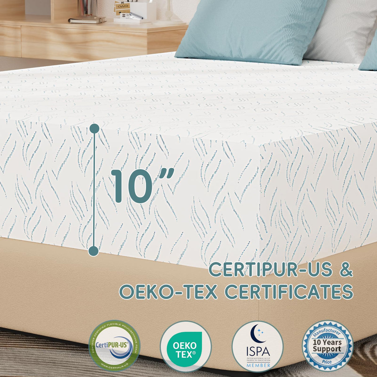 Full Memory Foam Mattress, 10 Inch Memory Foam Mattress in a Box, Fiberglass Free, Medium Feel, Breathable Cooling Layers, Certified Safe Materials for Pressure & Pain Relief, Soft and Comfortable Hoowlpoen