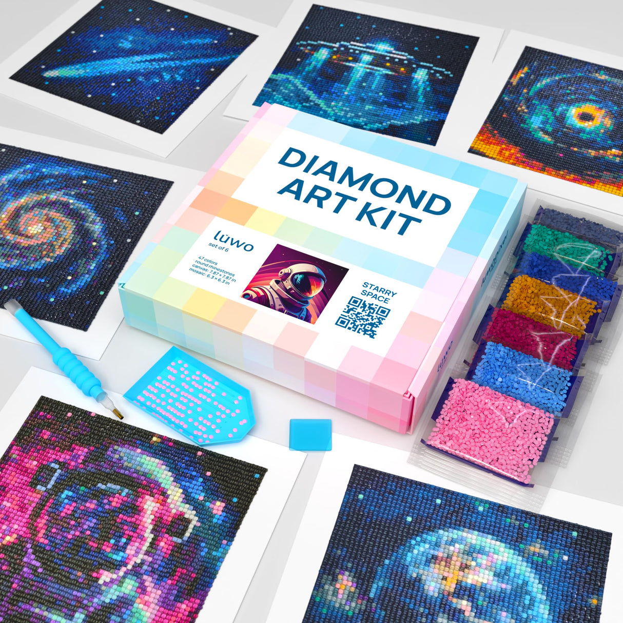 LuwoArte 6 Pack Diamond Painting Kits for Adults – Art of The Universe & Outer Space Style– Full Drill DIY Paint Gem Art for Adults – Brilliant 5D Diamond Painting Kit – Relaxing Craft for Wall Décor LuwoArte