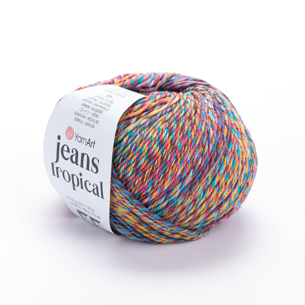 YarnArt Jeans Tropical – Variegated Cotton Acrylic Blend Yarn, 50g (1.76 oz), 174 yds – Soft, Durable & Lightweight Fine Yarn for Amigurumi, Crochet, Knitting & DIY Projects (612) YarnArt