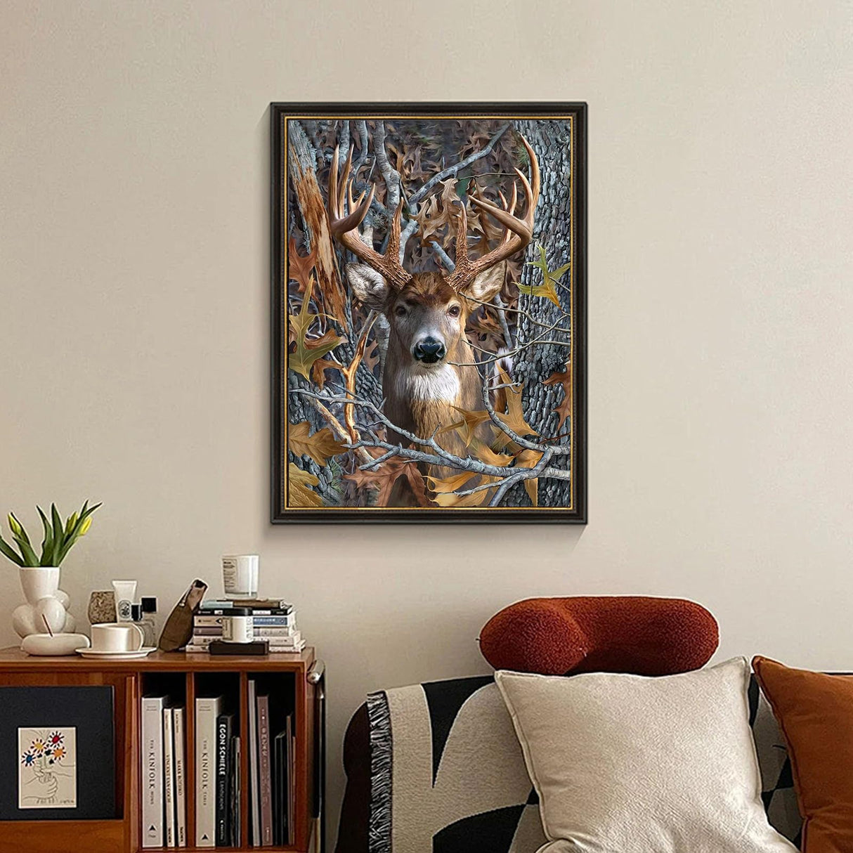 Deer Diamond Art Kits for Adults, Deer Diamond Painting Kits for Adults Beginners, DIY 5D Forest Diamond Painting with Round Gem Art Kits for Gift Home Wall Decor 12x16 Inch Fountor