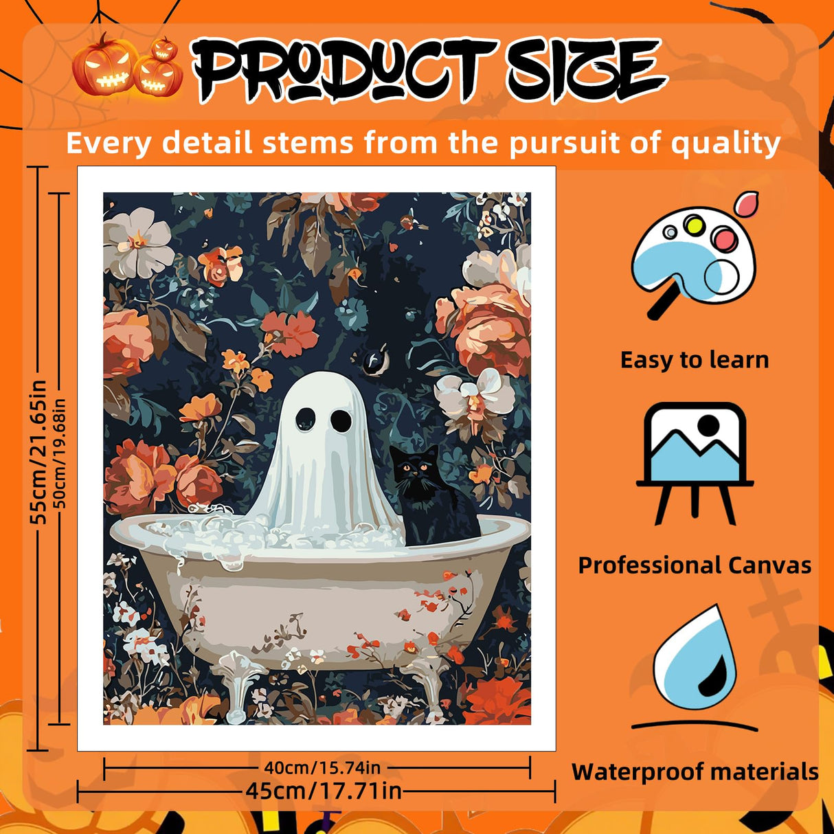 Reivworl Halloween Paint by Numbers Kit for Adults Beginners, Ghost Paint by Numbers, Adult Paint by Number Kits for Gifts and Home Wall Decor 16x20Inch Reivworl