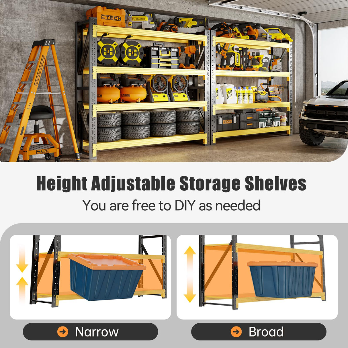 IYANEN 60" W Storage Shelves Heavy Duty, 4 Tier Metal Garage Shelving Units, 5000LBS Heavy Duty Adjustable Shelf, Garage Storage Rack, Industrial Shelving for Shop, Warehouse,60" W x 24" D x 79" H IYANEN