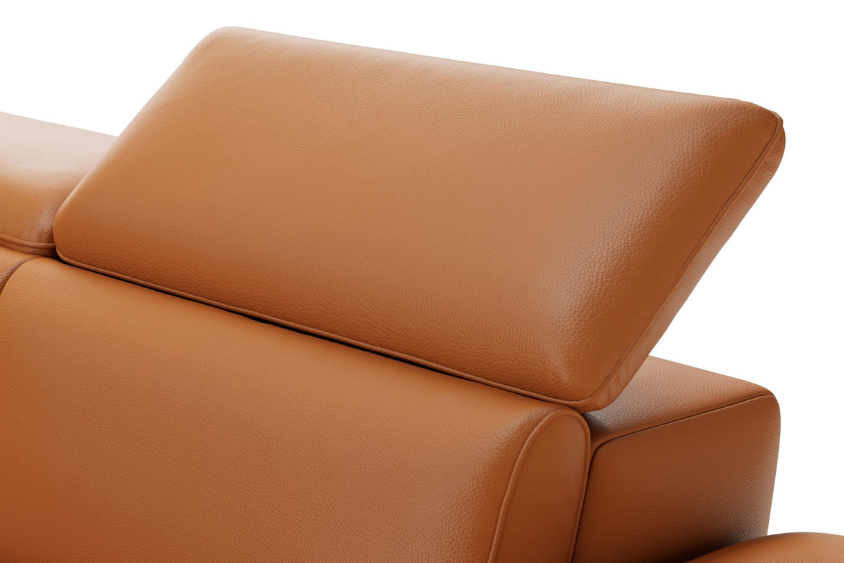 Valencia Pista Full Leather Right Chaise Sofa 112.5" | Italian Nappa Leather Modern Cloud Couch for Living Room/Apartment Furniture | Power Recliner, Ultimate Comfort, Cognac VALENCIA THEATER SEATING