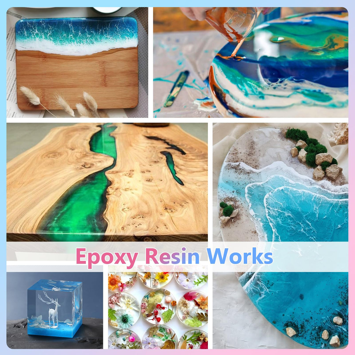 KISREL Epoxy Resin 2Gallon - Crystal Clear Epoxy Resin Kit - No Yellowing No Bubble Art Resin Casting Resin for Art Crafts, Jewelry Making, Wood & Resin Molds(1 Gallon x 2) KISREL
