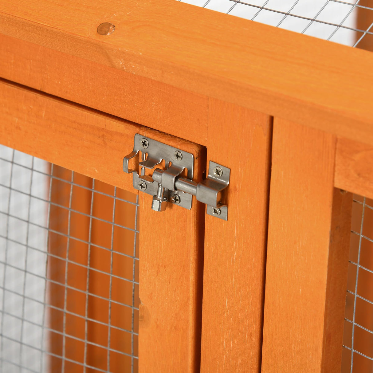PawHut Chicken Run, Wooden Large Chicken Coop, Combinable Design with Perches & Doors for Outdoor, Backyard, Farm, 4.6' x 2.8', Orange PawHut