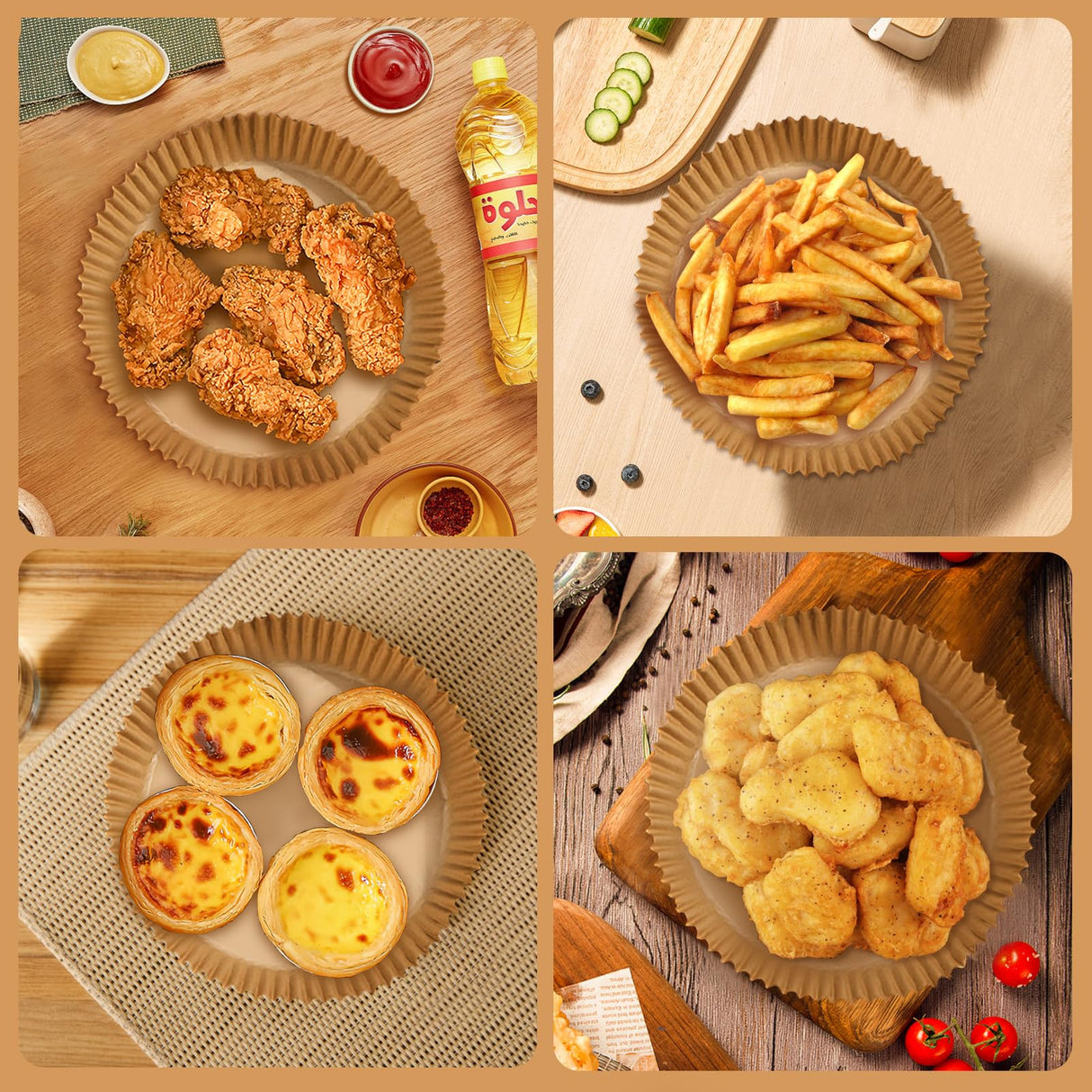 200pcs Air Fryer Disposable Paper Liner, Non-Stick Disposable Air Fryer Parchment Paper Liners, Baking Paper for Air Fryer Oil-Proof, Water-Proof, Food Grade Parchment(6.3" in Bottom, 7.9" on top) Adhjito