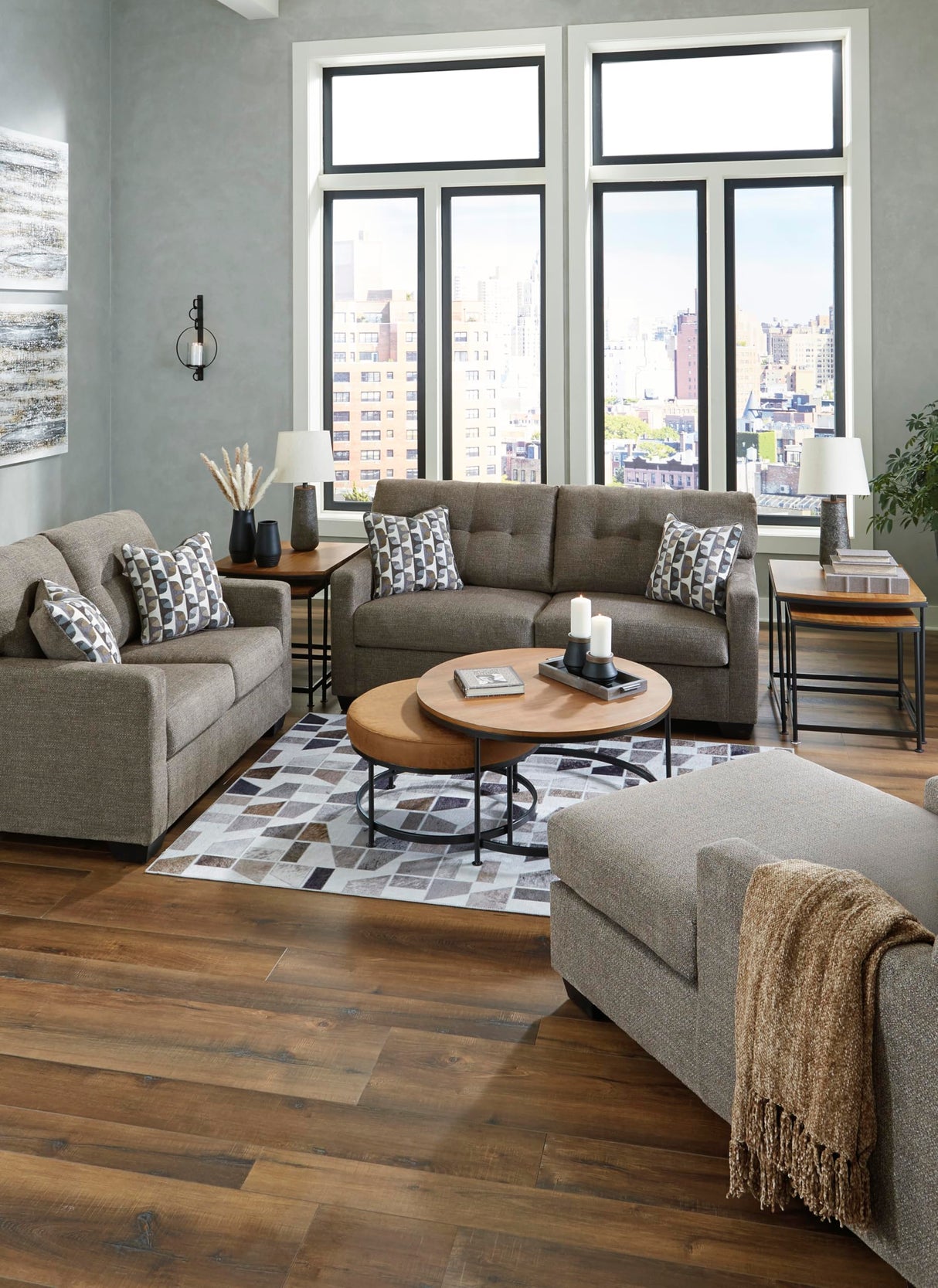 Signature Design by Ashley Mahoney Contemporary Tufted Sofa, Dark Brown Signature Design by Ashley