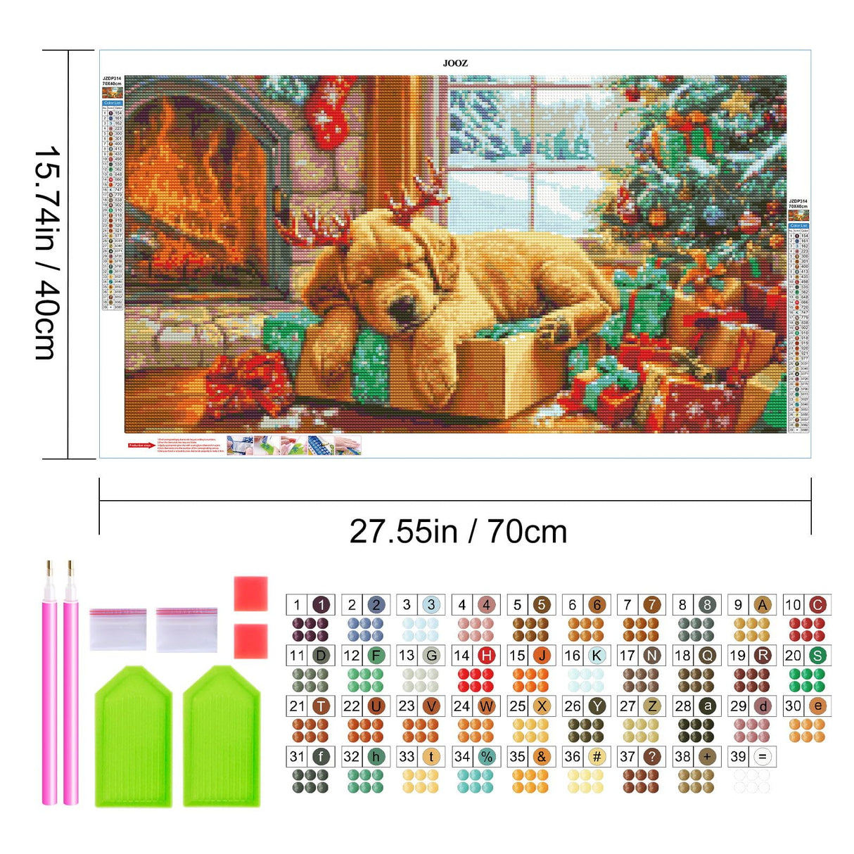 JOOZ Large Christmas Diamond Art Kits for Adults - 5D Large Dog Diamond Painting Kits, DIY Full Drill Diamond Art Christmas Tree, Gem Painting Kit for Gift Home Wall Decor 27.5 X 15.7 Inch JOOZ