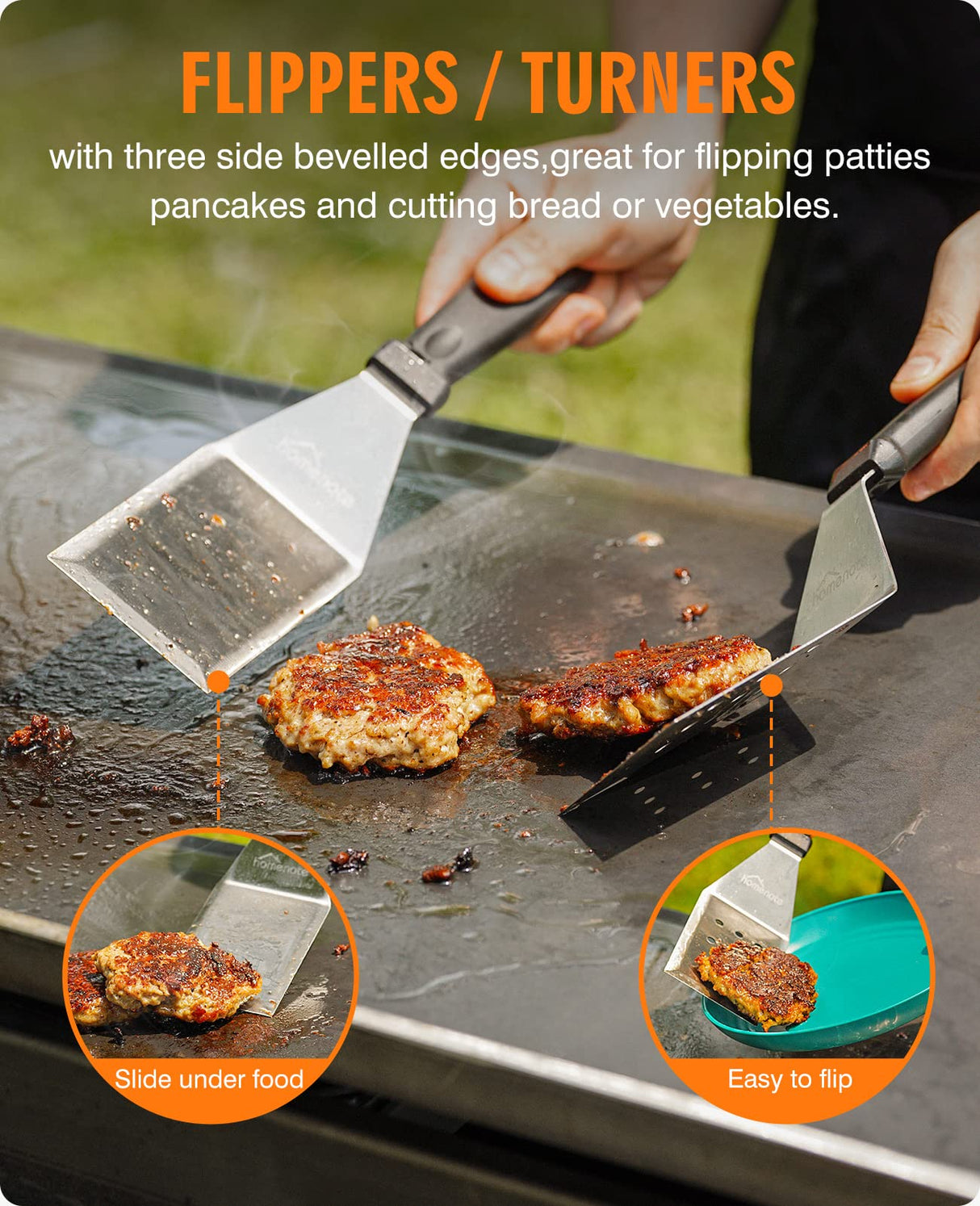 HOMENOTE Griddle Accessories Kit, Exclusive Griddle Tools Spatulas Set for Blackstone - 8 Pcs Commercial Grade Flat Top Grill Accessories - Great for Outdoor BBQ, Teppanyaki and Camping, Black homenote