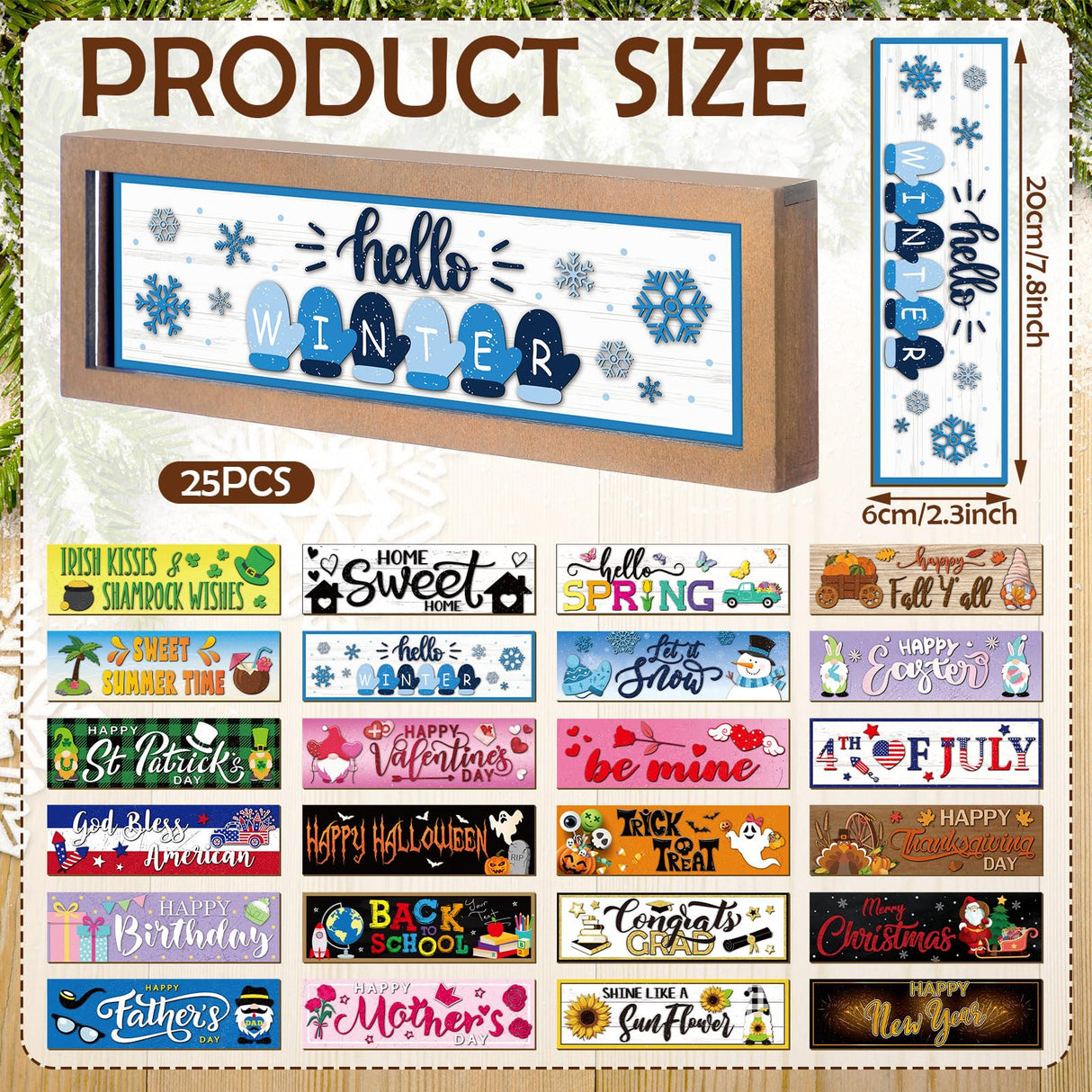 Barydat Interchangeable Season Sign Interchangeable Welcome Wood Sign for Table Decorative Seasonal Sign Decor with a Wooden Frame Wreaths for Fall Thanksgiving Halloween Autumn Decor Barydat