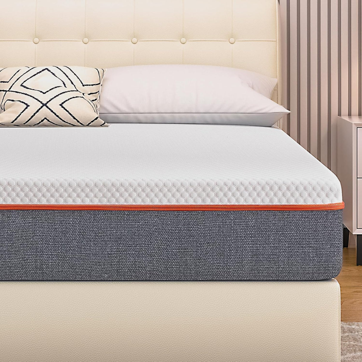 VECELO Charcoal Infused Memory Foam Califonia King Mattress 8 Inch, Medium Firm Califonia King Size Bed Mattress with Washable Cover, Pressure Relieve, Fresh Cooling Comfort VECELO
