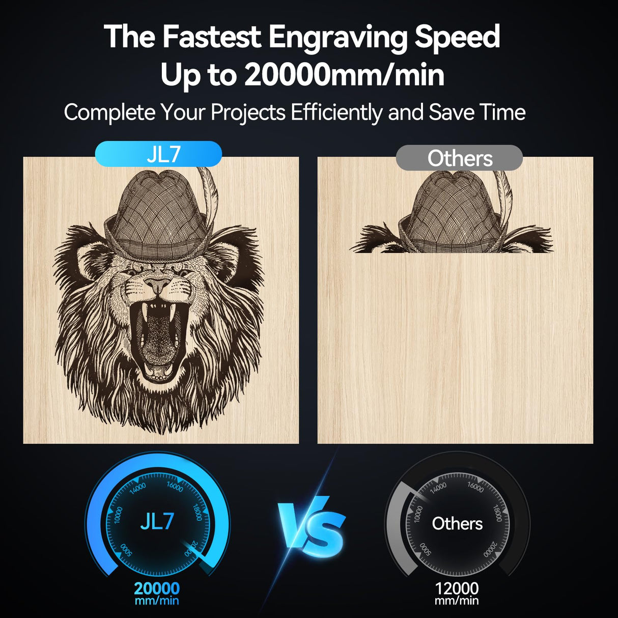 Laser Engraver, JL7 60W Laser Cutter 10W Output Powerful Laser Engraving Machine with Air Assist, APP Supported Cutter, High Accuracy and Speed 400*400 mm Size for Wood, Metal, Leather, Acrylic, Glass Woxcker