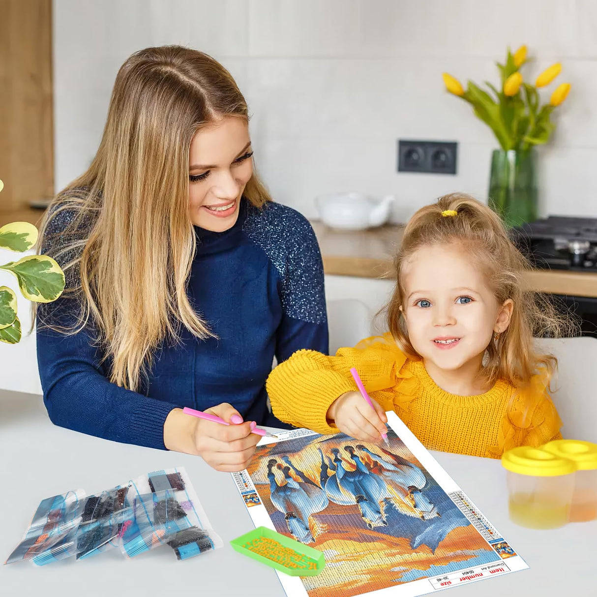 GDYEEH DIY 5D Running Horse Diamond Art Kits, Round Full Drill Mountain Diamond Painting Picture, Sunset Painting by Numbers Art Kits for Adults Beginners Home Wall Decor 12x16 inch GDYEEH