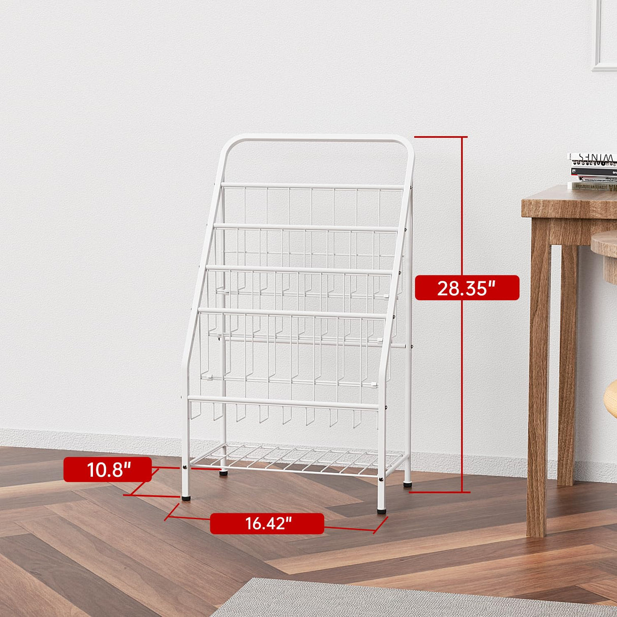 JAQ Kids Bookshelf, 4-Tier Metal Sling Kid Display Bookshelves Bookcase with Toy Storage in Baby Corner Library Room Classroom Playroom for Toddlers Nursery Children (4-tier/28.35inch, White) JAQ