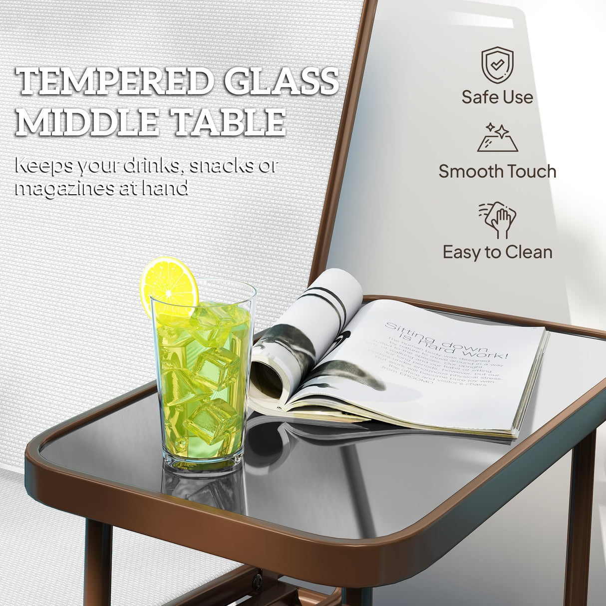 Outsunny 2 Person Outdoor Glider Bench, Patio Swing Glider Chair Loveseat with Breathable Mesh, Table, Steel Frame for Garden, Backyard, Porch, Cream White Outsunny