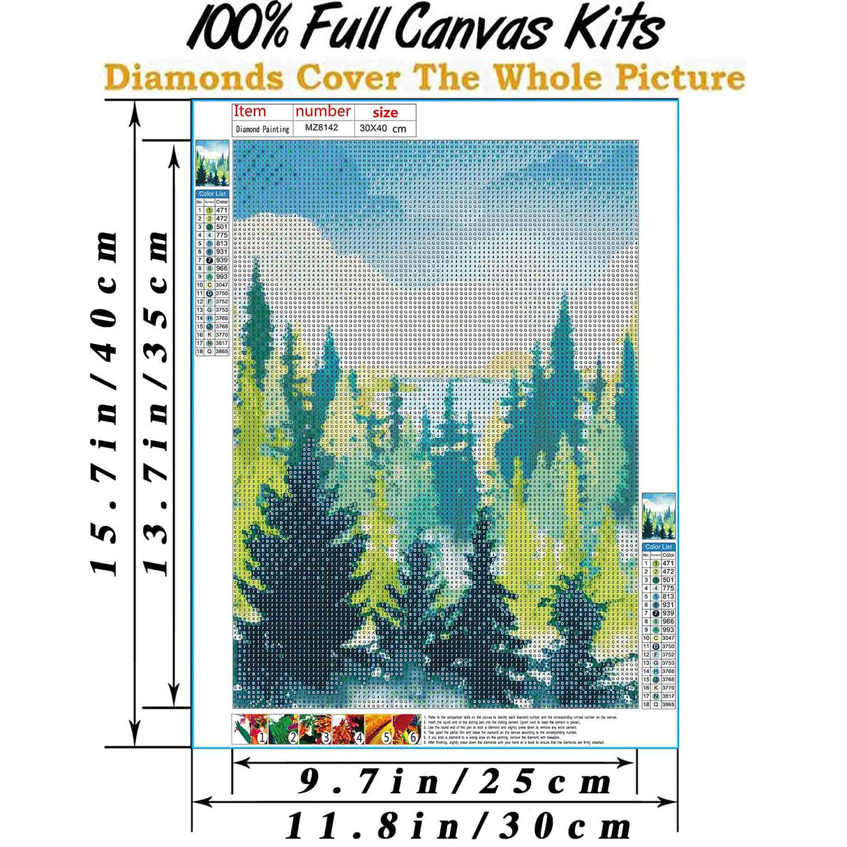 Hestarcul 5D Diamond Painting Scenery Kit,Diamond Art Kits for Adults,Abstract Landscape Paint with Diamonds Round for Gift,Wall Decor(12x16) (Forest) Hestarcul