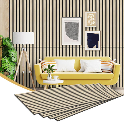 RITOLLO Wood Slat Wall Panel | 4 Pcs Soundproof Wall Panels 48" x 24.5" Wood Wall Panels 3D Sound Dampening Panels Wall Decoration - Oak