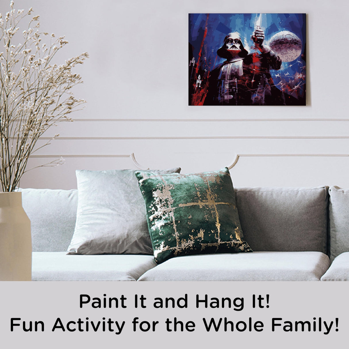 AQUARIUS Star Wars Darth Vader Art by Numbers Painting Kit (16 x 20 Stretched Canvas) 24 Paints, 3 Paint Brushes, Ready to Hang, Officially Licensed Star Wars Mandaalorian Collectible - 16x20 in AQUARIUS