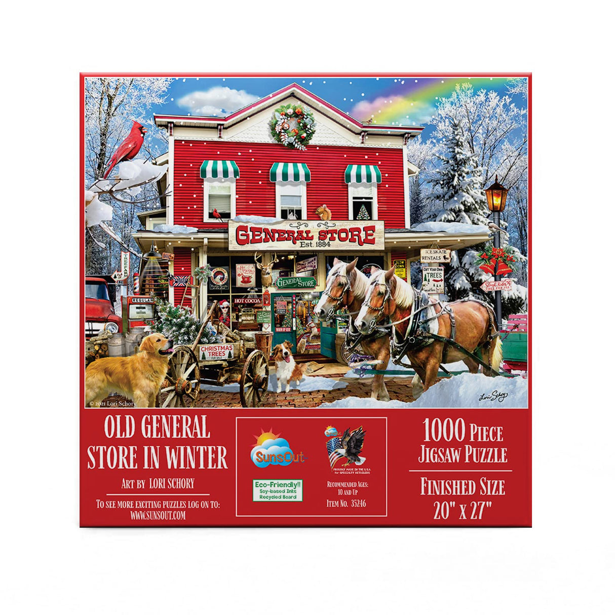 SUNSOUT INC - Old General Store Winter - 1000 pc Jigsaw Puzzle by Artist: Lori Schory - Finished Size 20" x 27" - MPN# 35246 SunsOut