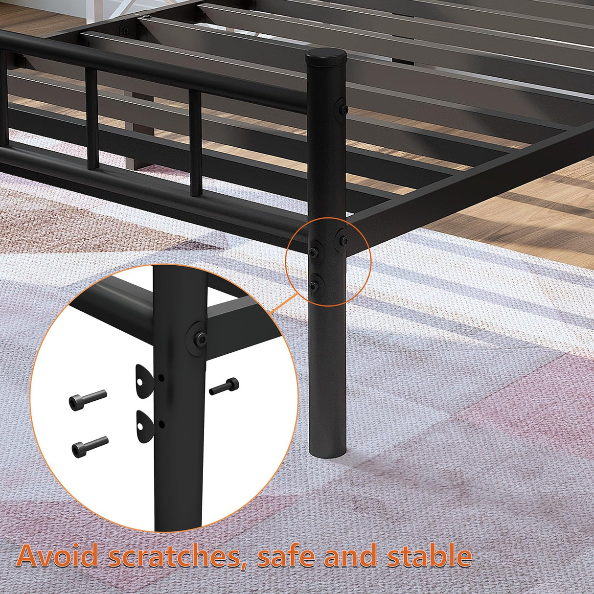 zizin Twin Size Metal Bed Frame with Headboard & Footboard 14 Inch Metal Platform Mattress Foundation Support with Steel Slat, Under Bed Storage, No Box Spring Needed zizin