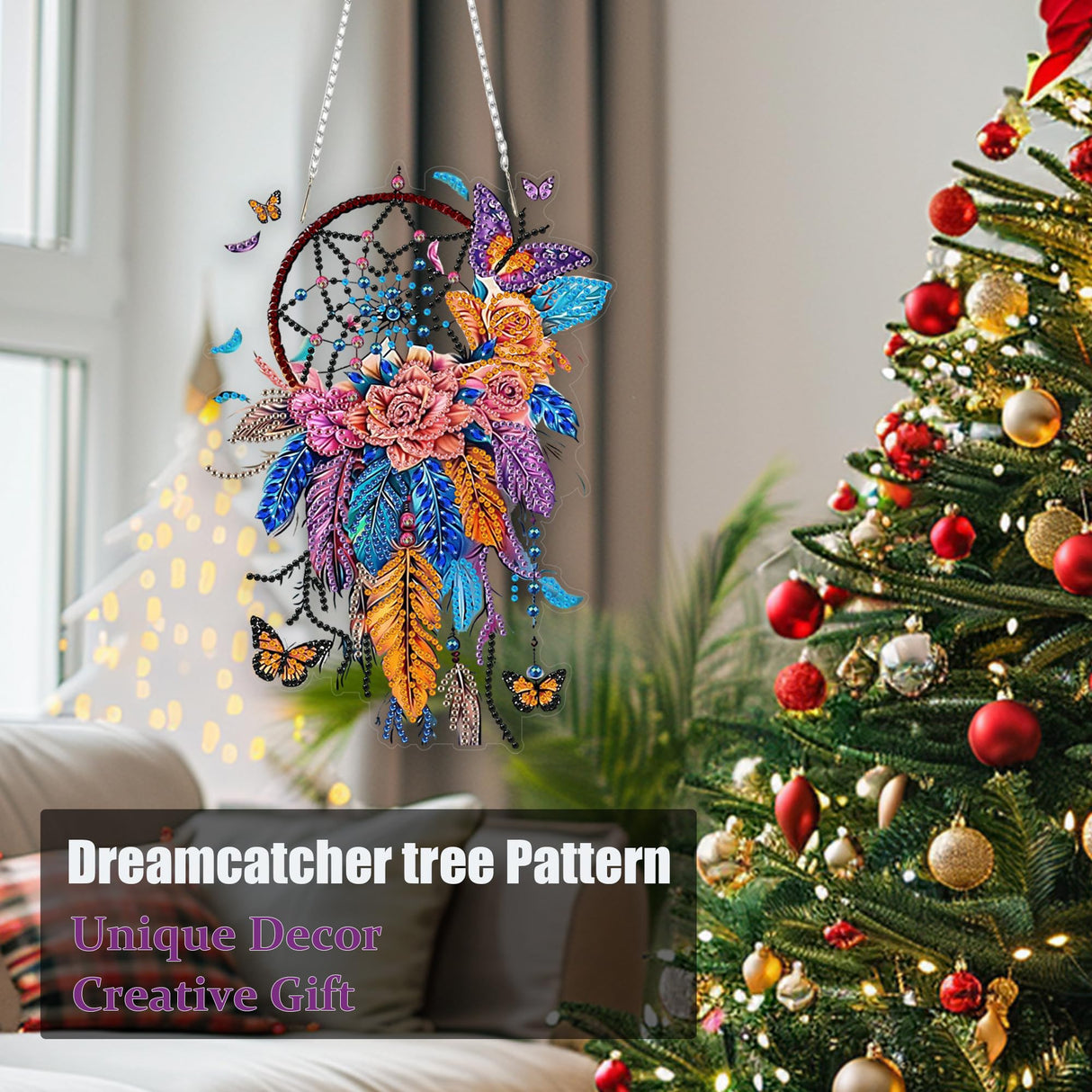 Eiflow DIY Hanging Diamond Art Kit Dreamcatcher, Acrylic Board Diamonds Painting Ornament Pendant Kit Eiflow