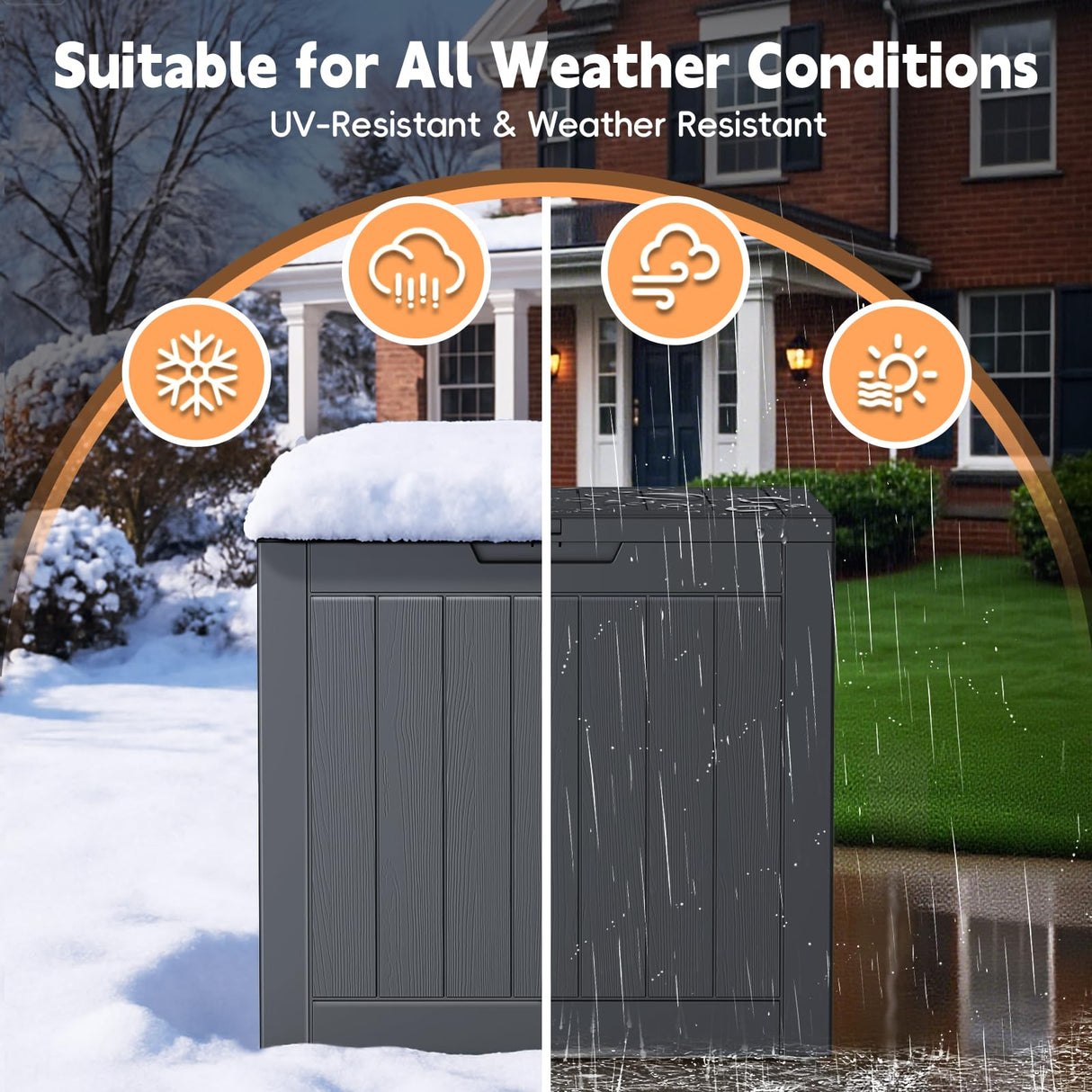 Mars Villa Deck Box, Waterproof Weatherproof and UV Resistant Resin Storage Bin with Lockable Lid, Ideal for, Outdoor, Patio Furniture Cushions, Pool Supplies, Garden Tools (31 Gallon, Black) Mars Villa