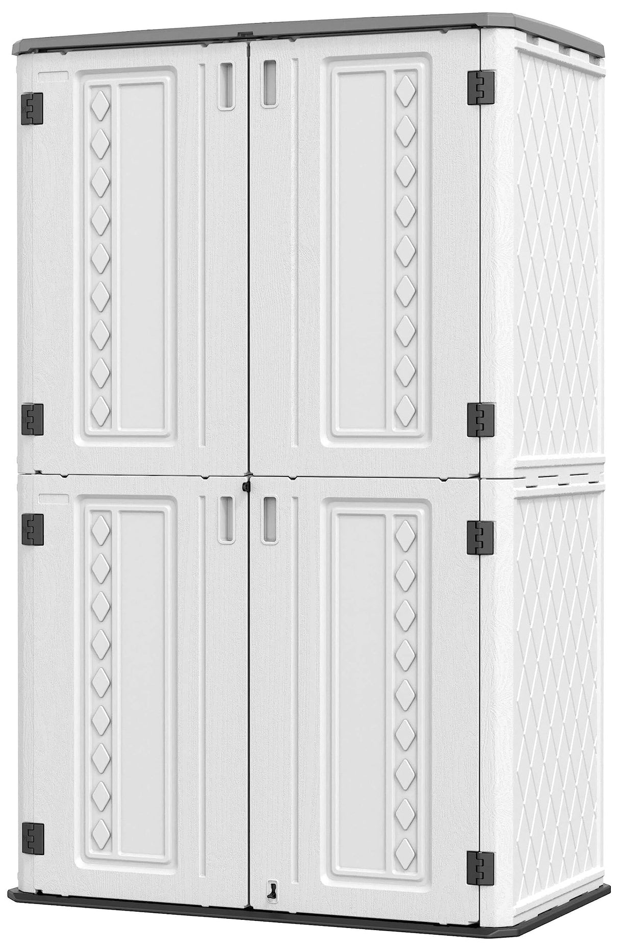 HOMSPARK Storage Shed Weather Resistance, Multi-Purpose Outdoor Storage Cabinet Waterproof, Outdoor Storage Cabinet for Garbage Cans, Lawnmower, Garden Accessories (off white, tall shed-53 cu ft) HOMSPARK