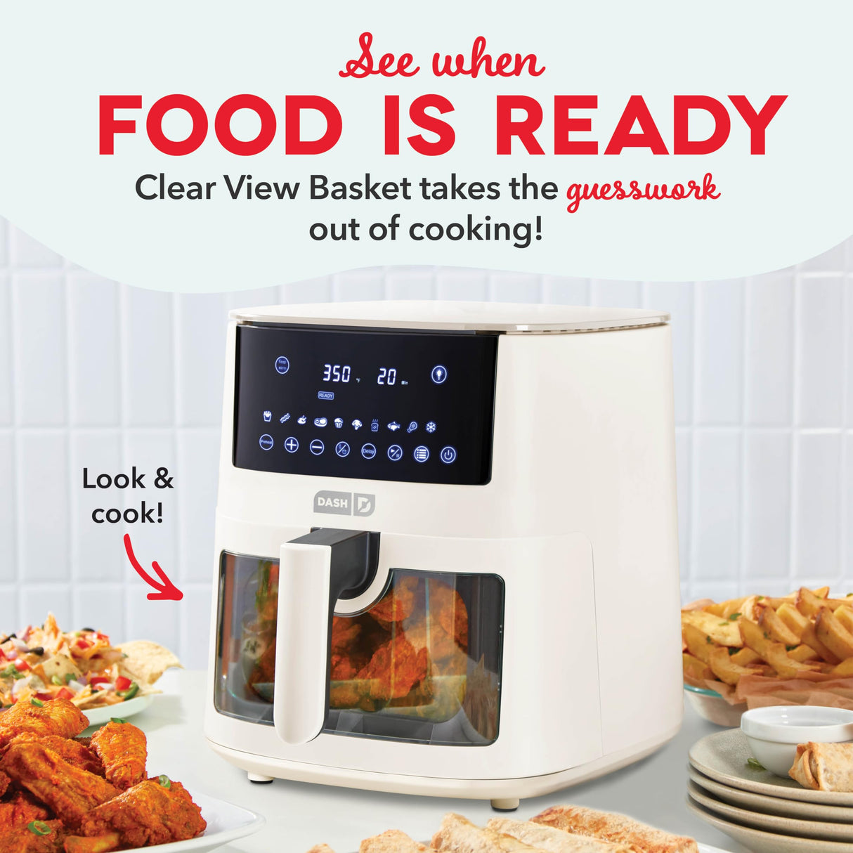 DASH 7qt Clear View Digital Air Fryer - Cream DASH