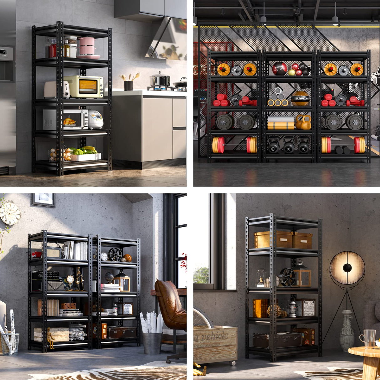 REIBII Storage Shelves 5-Tier Adjustable Garage Storage Shelving Heavy Duty Metal Shelving Utility Rack Shelf Unit for Warehouse Pantry Closet Kitchen,12" D x 27.5" W x 60" H REIBII