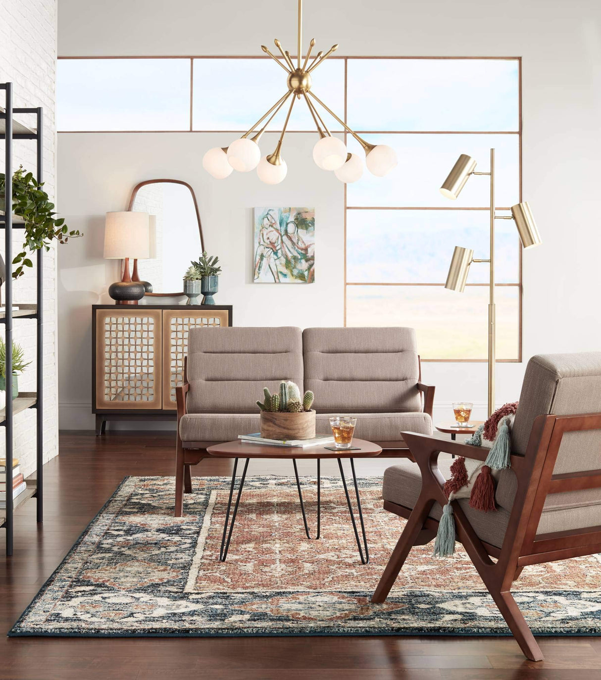 360 Lighting Andi Mid Century Modern Table Lamp 24.5" High Hammered Bronze Ceramic Wood Off White Tall Drum Shade for Living Room Bedroom House Bedside Nightstand Home Office (Color May Vary) 360 Lighting