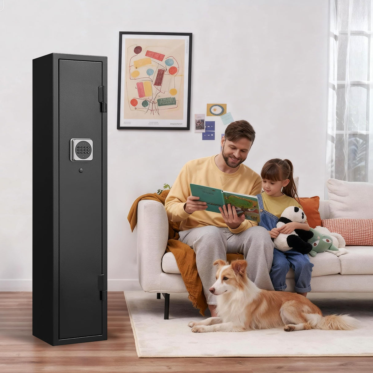 SHICHI 2-3 Gun Safe for Rifles and Pistols, Long Gun Cabinet for Shotgun, Electronic Rifle Safes for Home, Gun Cabinet with Removable Shelf, Dual Alarm & Mute, Quick Access Gun Locker SHICHI