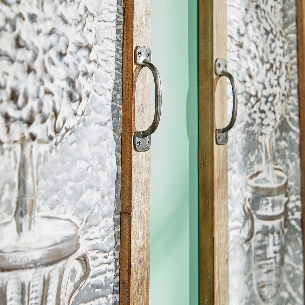 Deco 79 Metal Tree Home Wall Decor Relief Wall Sculpture with Louvered Design, Set of 2 Wall Art 15"W, 52"H, Brown Deco 79