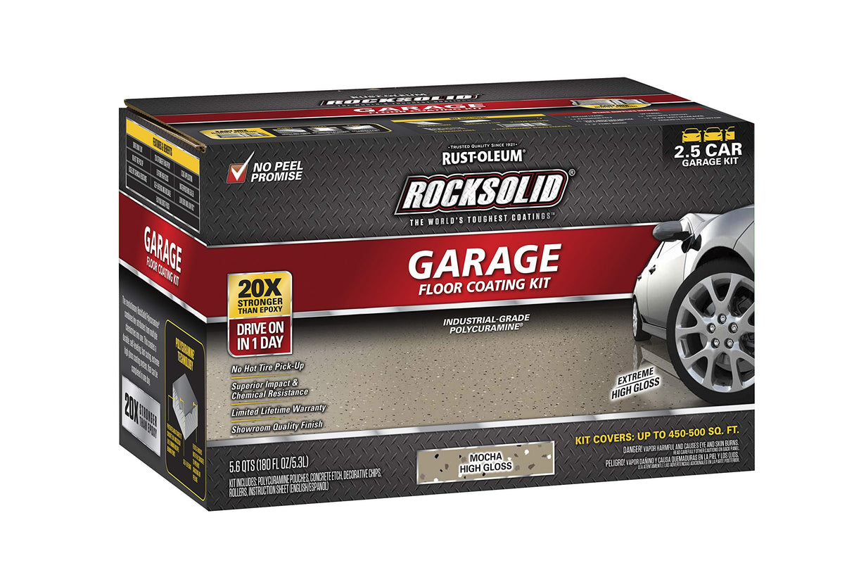 Rust-Oleum 293517 Rocksolid Polycuramine Garage Floor Coating, 2.5 Car Kit, Mocha Rust-Oleum