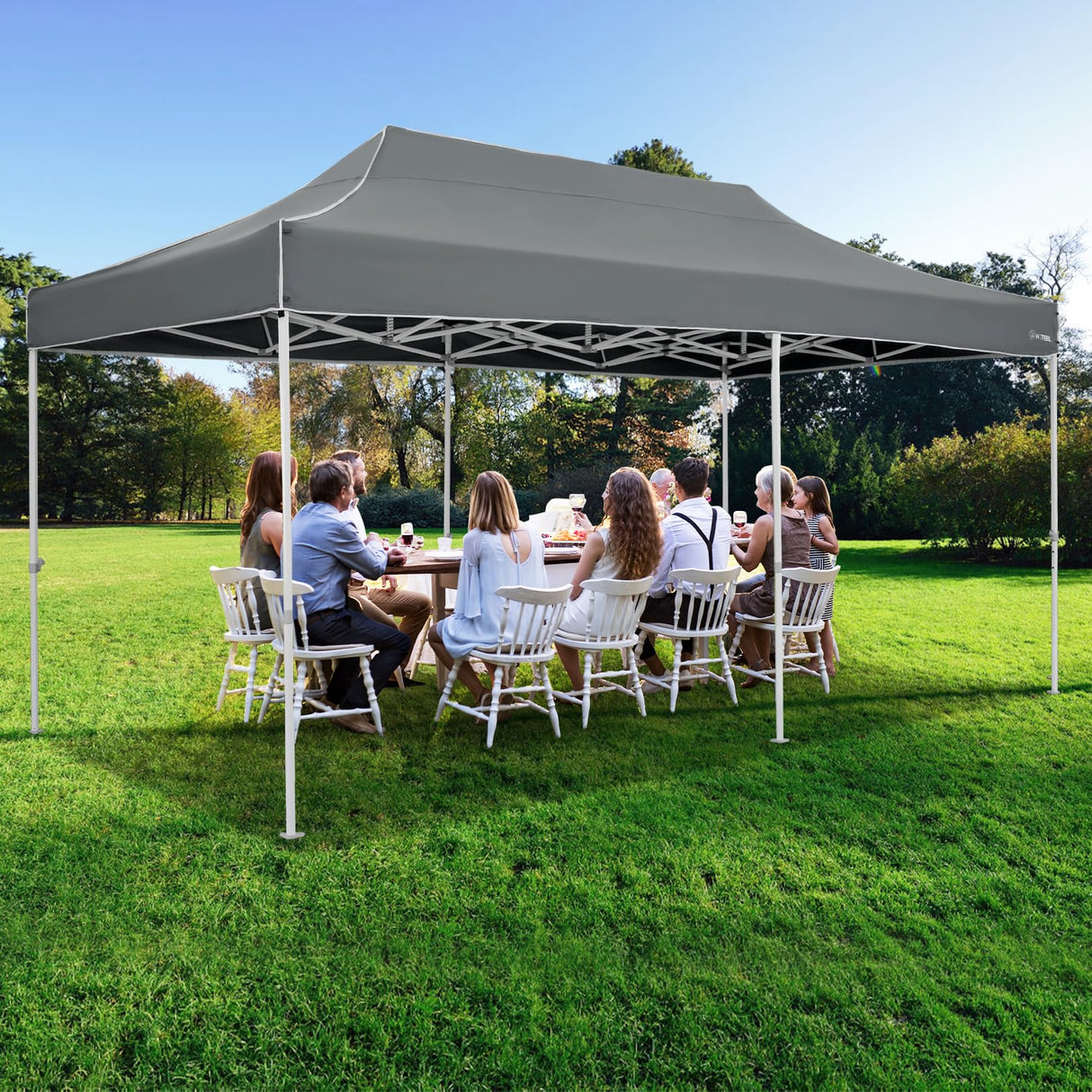 HOTEEL 10x20 Heavy Duty Pop Up Canopy Tent Outdoor Canopy Tents for Parties, Commercial Instant Waterproof Canopy Wedding Event Tent with Roller Bag, UV 50+Portable Shelter, Thick Hexagonal Legs, Grey Hoteel