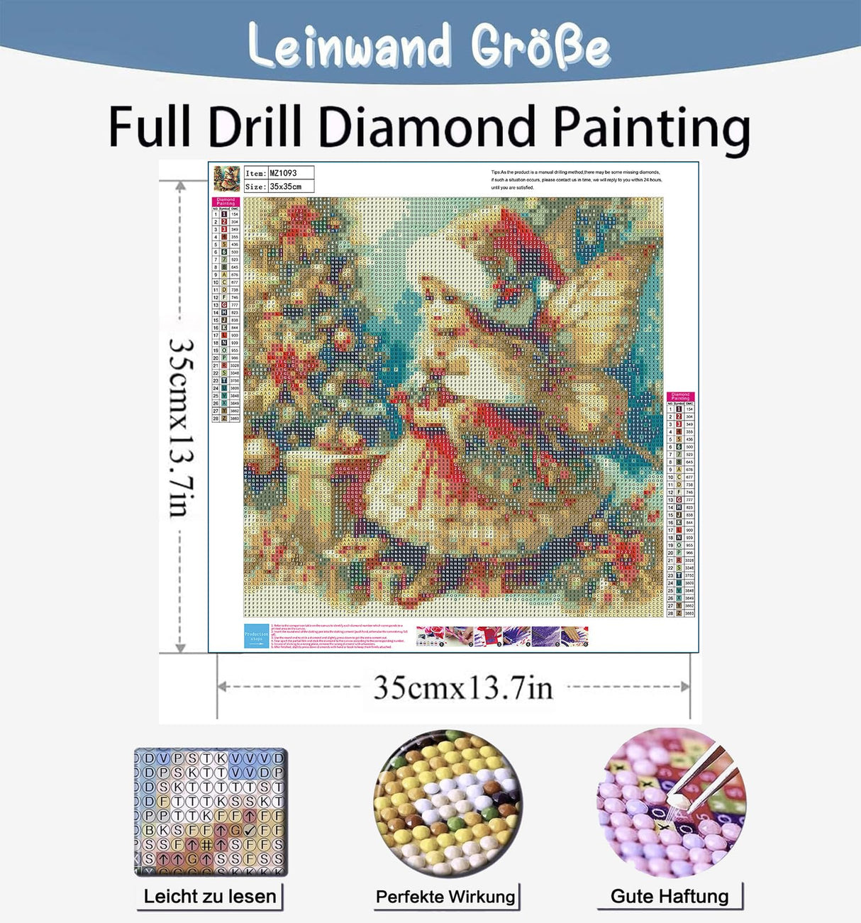 Benjenes Diamond Art Kits for Adults, Christmas Fairy Diamond Painting Kits for Adults, 5D DIY Round Drill Gem Art Paint with Diamonds Dots Crafts Kits for Home Decor Gift 14x14inch Benjenes