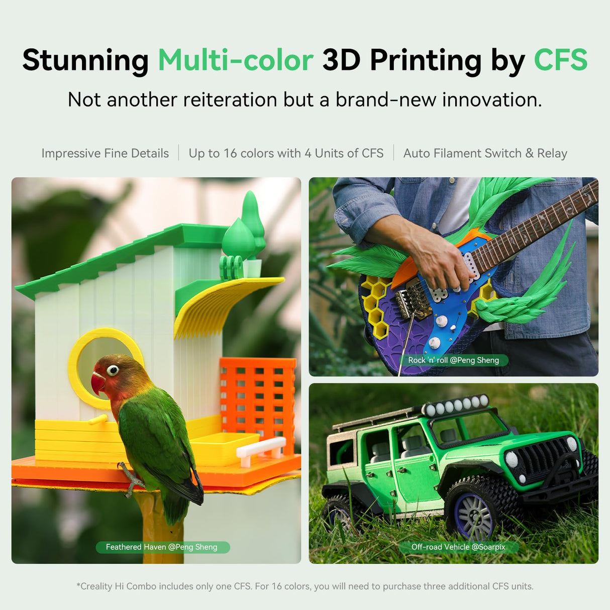 Creality Hi Combo Multicolor 3D Printer with CFS, 500mm/s High Speed Printing,Full-auto Leveling, Automatic Filament Reading, Fully Assemble, Silent Mode 3D Printers 10.24×10.24×11.81 inch Creality