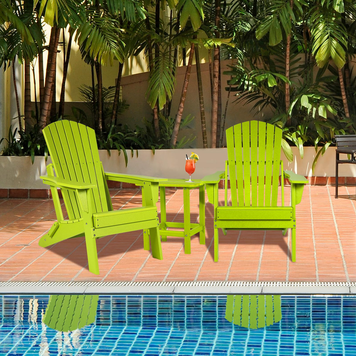 Aoodor HDPE Outdoor All-Weather Folding Adirondack Chair for Patio, Garden, Backyard, Deck Lawn Fire Pit - Apple Aoodor