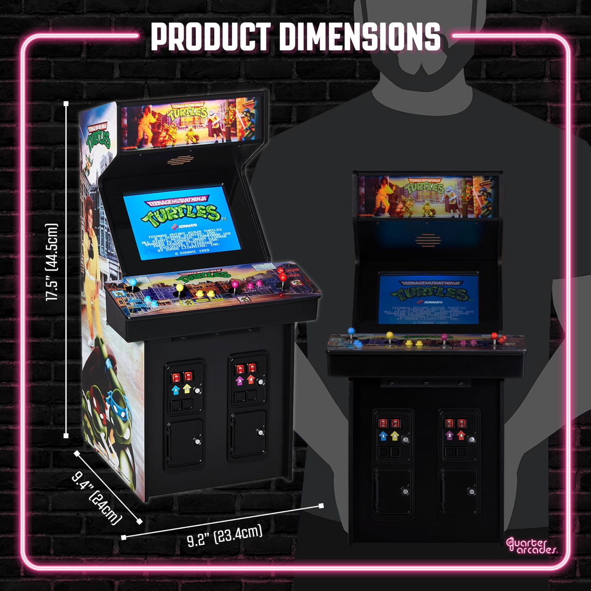 Numskull Quarter Arcades Teenage Mutant Ninja Turtles Collector's Edition Mini Arcade - 1/4 Scale Authentic Wooden Replica, Original ROM, Rechargeable Battery & 3W Speakers for Retro Enthusiasts quarter arcades