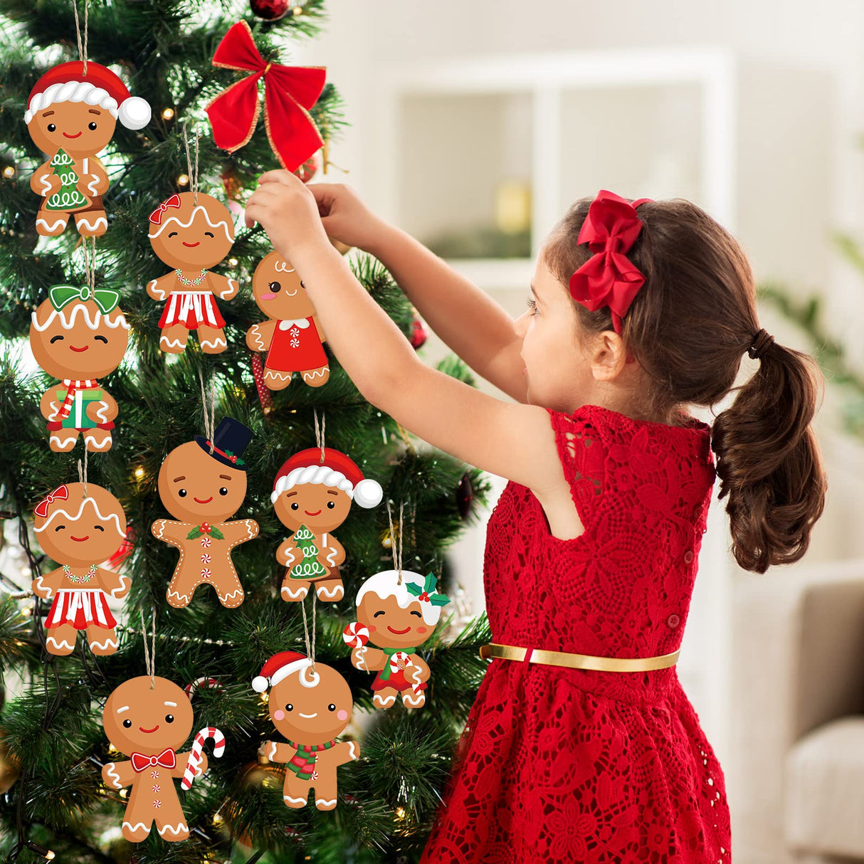 Yinder 48 Pcs Christmas Craft Kit Bulk Christmas DIY Arts and Crafts Tree Ornament Kit Make Your Own Xmas Tree Ornaments Self Adhesive Sticker Sheets for Xmas Decoration(Gingerbread Man) Yinder