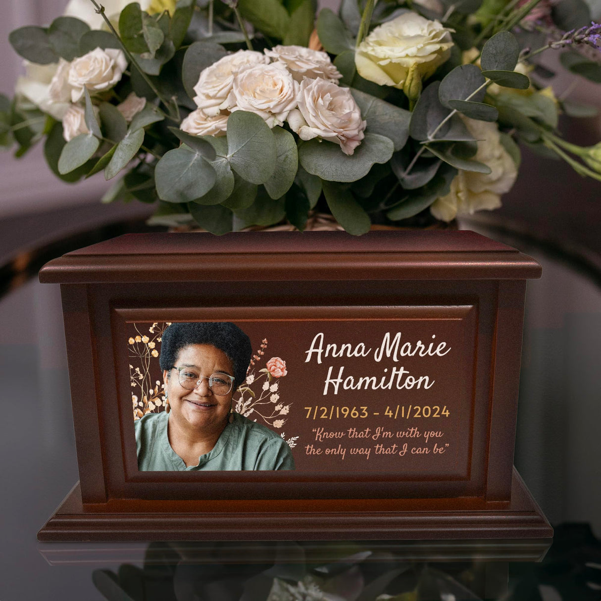 Personalized Solid Wood Human Urns for Ashes 250lbs, Custom Urn Box for Human Ashes, Large Burial and Cremation Urns for Ashes, Cherry Wood Color (Design 6) Basic Fundamentals