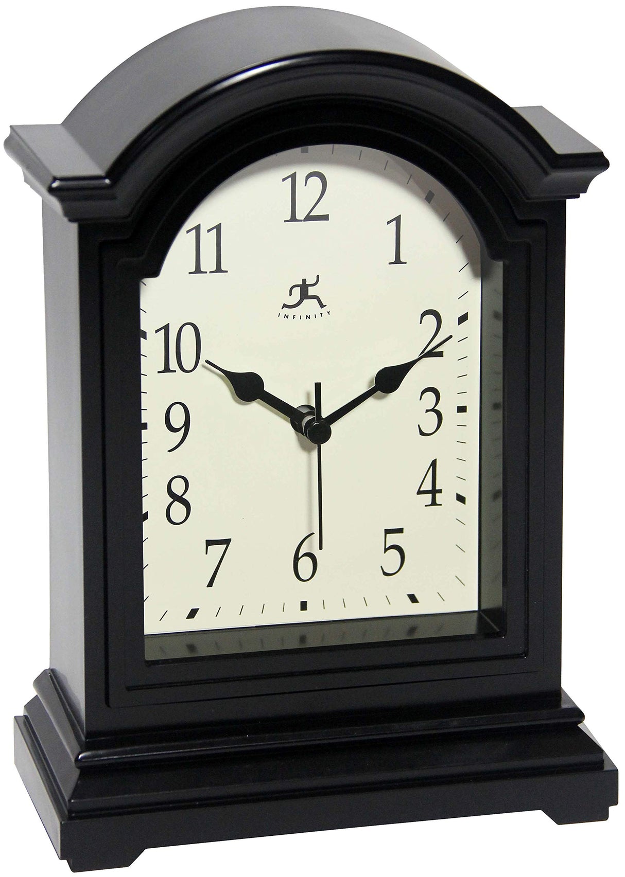 Infinity Instruments Miniature Grandfather Clock for Mantle, Vintage Tabletop Clock with Antique Design, 9"x6", Black Infinity Instruments