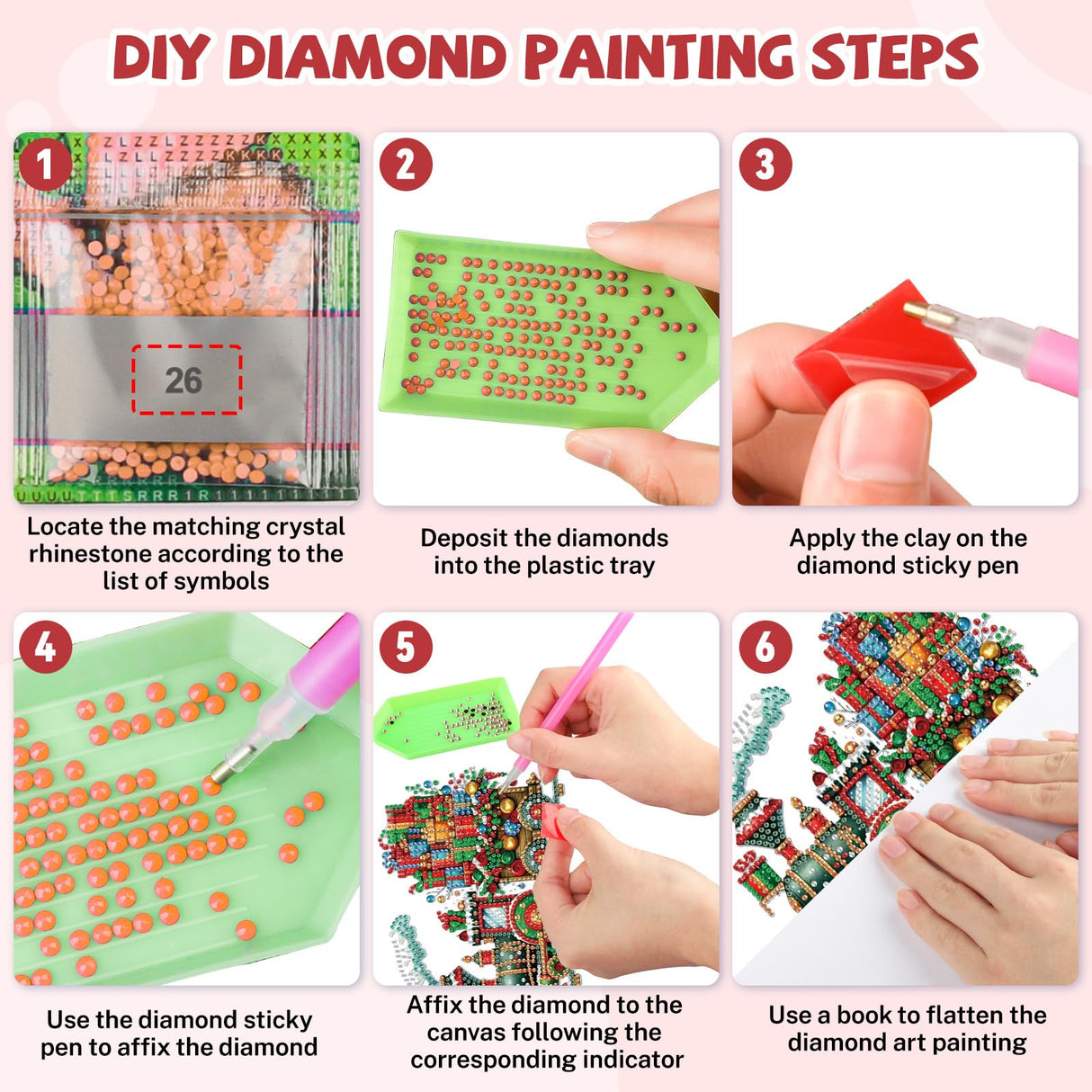 Bowetile Christmas Train Diamond Art Hanging Kits for Adults Kids, Diamond Art Suncatchers, 5D Special Shape Diamond Painting Pendant Window Ornament Christmas Gifts for Home Door Wall Decor Bowetile