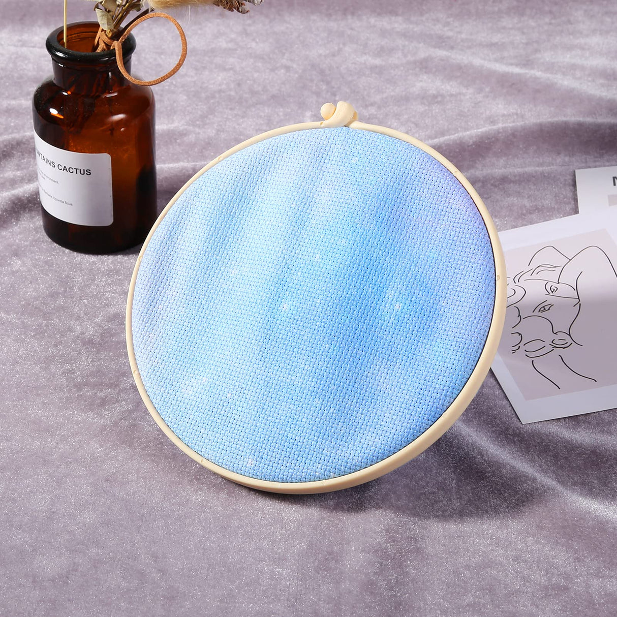 Pllieay 4 Pieces Printed Aida Cloth 14 Count Cross Stitch Fabric, Embroidery Cloth, 18 x 12 Inch, Starry Sky Printed Patterns Pllieay